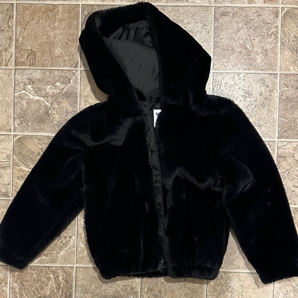 Black faux fir jacket